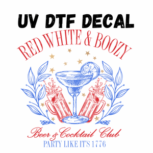#289- Red, White, & Boozy - UV DTF 4in Decal