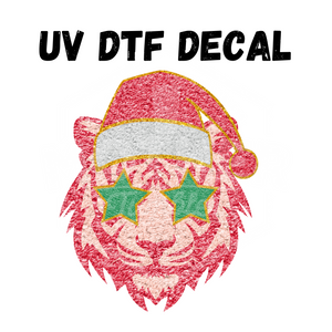 #091 - Tiger Santa - UV DTF 4in Decal