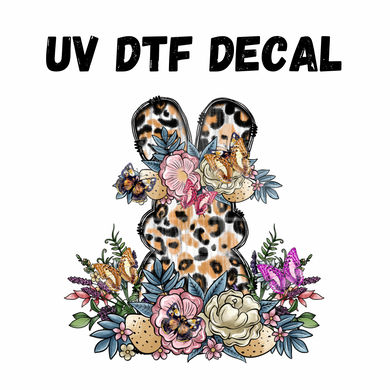 #201 - Leopard & Floral Bunny - UV DTF 4in Decal
