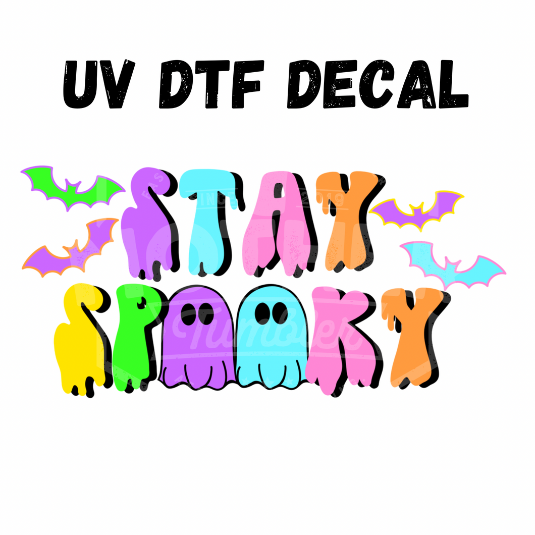 #002- Neon Stay Spooky- UV DTF 3.5in Decal