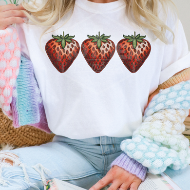 Faux Embroidery Strawberries- Clear Screen Print Transfer