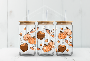 Pumpkins and Candy UV DTF Glass Tumbler Wrap