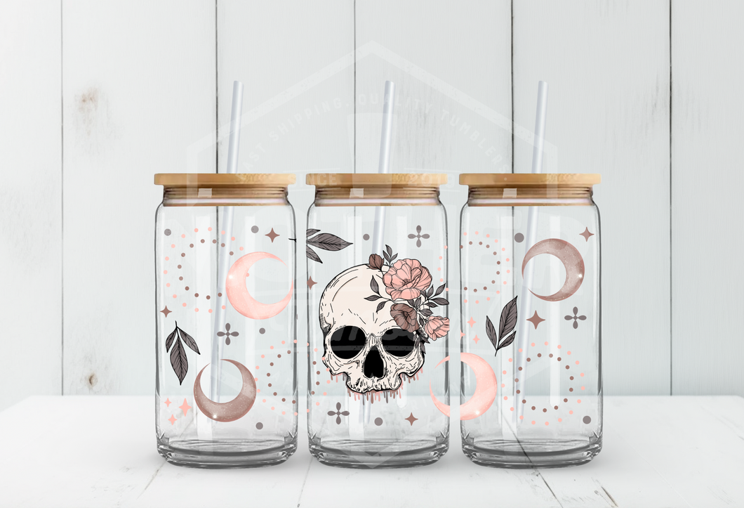 Floral Skellie UV DTF Tumbler Wrap - Mother Tumbler