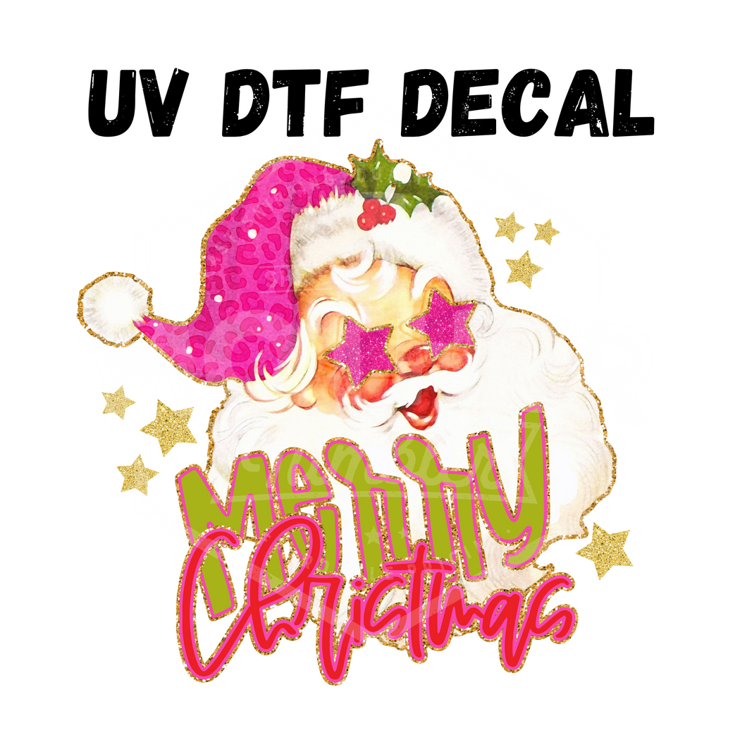 #088 - Pink Santa- UV DTF 4in Decal