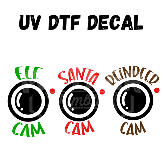 #168- Christmas Cam 3pk- UV DTF 2in Decals