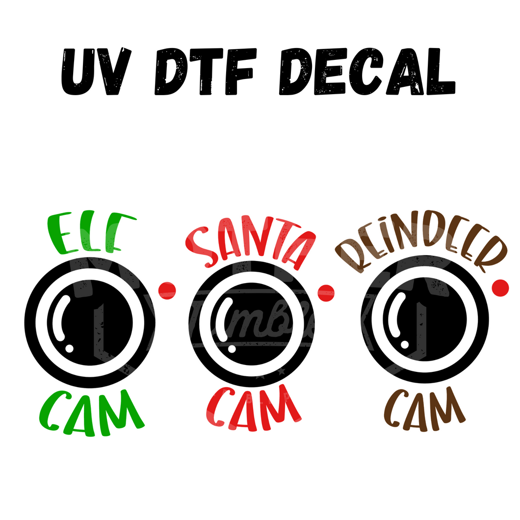 #168- Christmas Cam 3pk- UV DTF 2in Decals