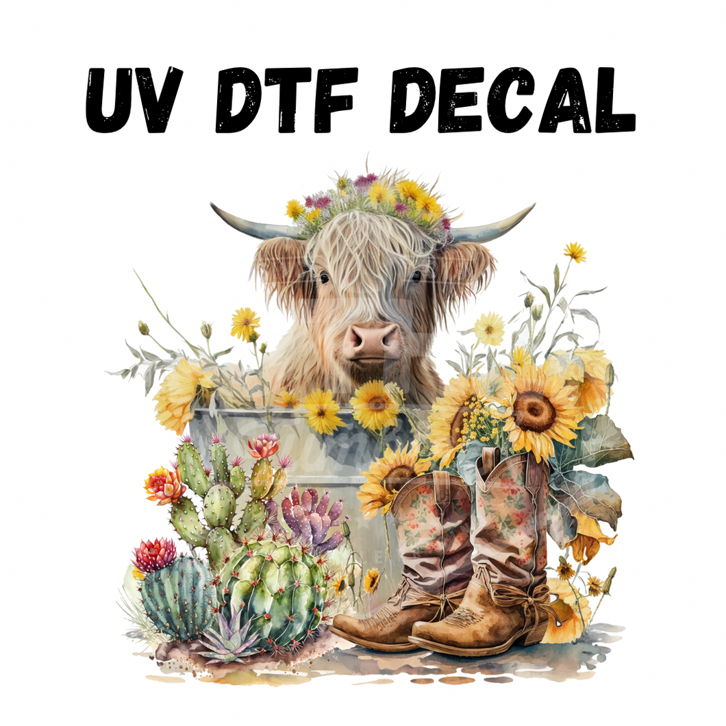 #067 - Cow and Boots - UV DTF 4in Decal