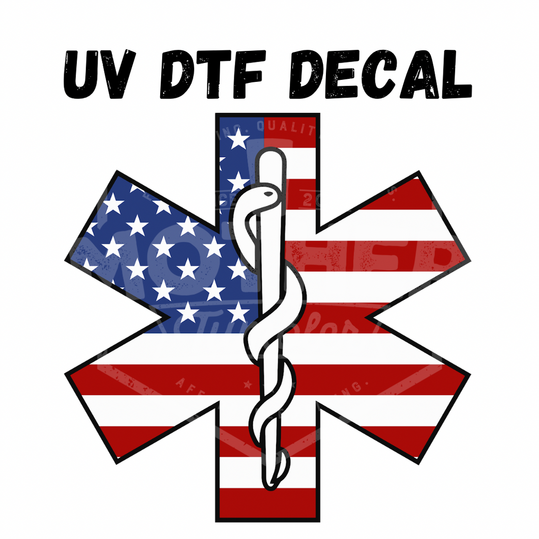 #148- Star of Life Flag - UV DTF 4in Decal