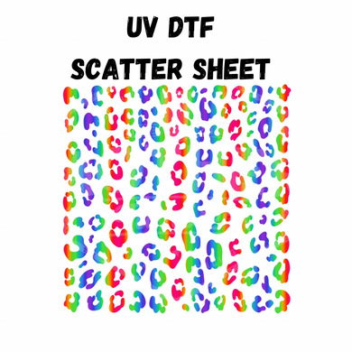 #256 - Rainbow Leopard 10in - UV DTF Scatter Sheet