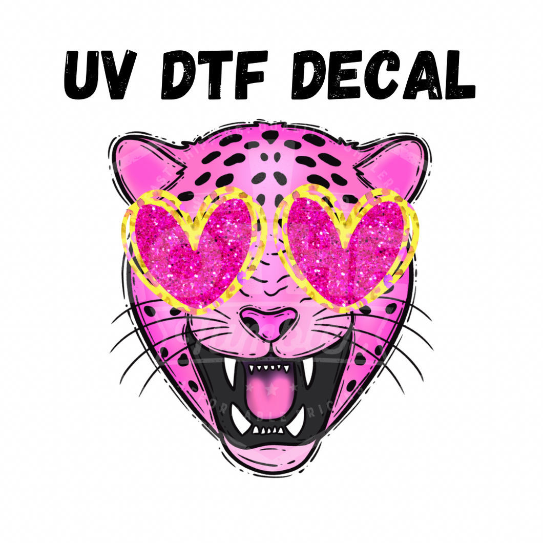 #181 - Sparkle Leopard Heart Eyes- UV DTF 4in Decal
