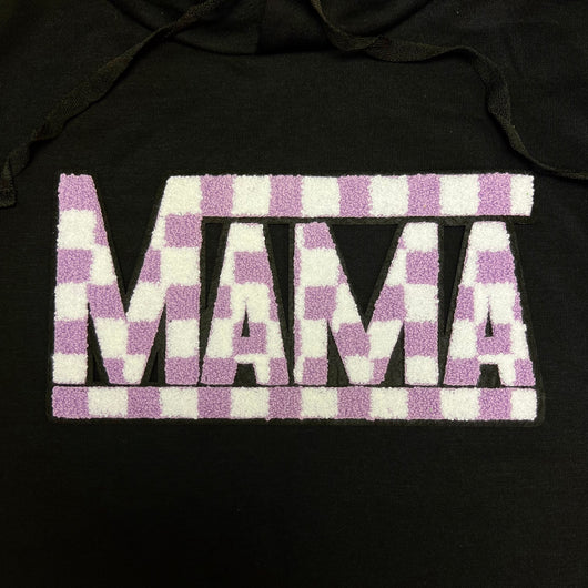 Mama Chenille Patch- Lavender Checker