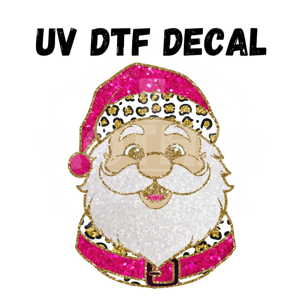 #092 - Sparkle Leopard Santa - UV DTF 4in Decal