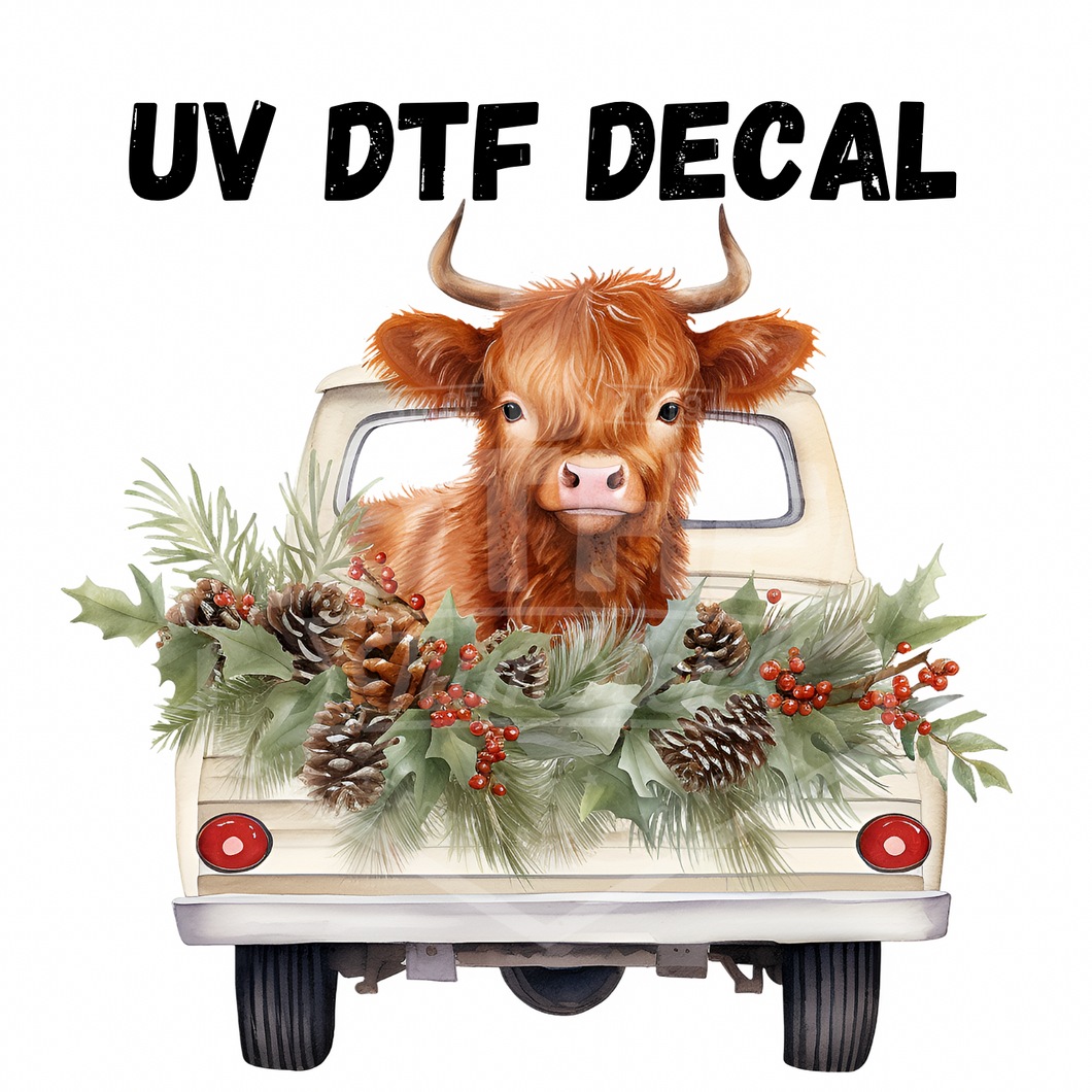 #112- Highland White Truck- UV DTF 4in Decal