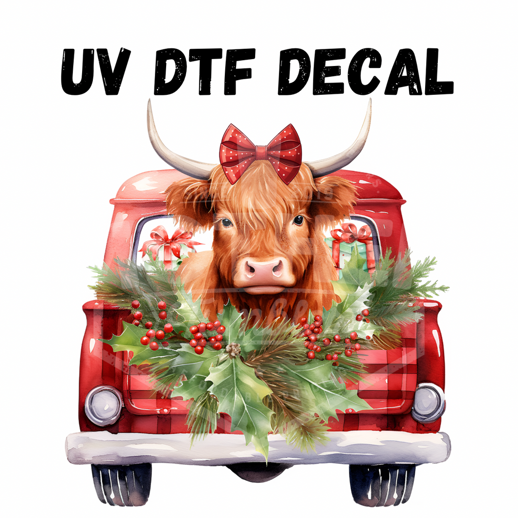 #113- Highland Red Truck- UV DTF 4in Decal