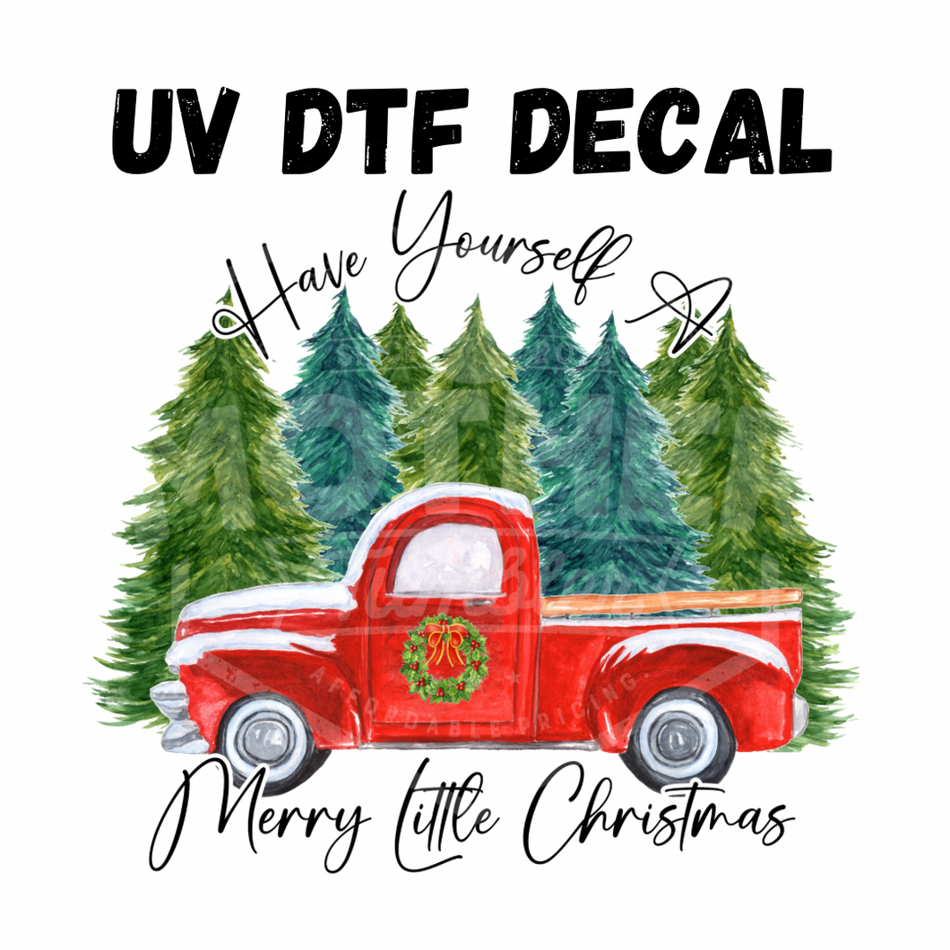 #082 - Merry Little Christmas Truck - UV DTF 4in Decal