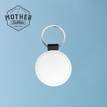 Load image into Gallery viewer, White Circle Sparkle Leather sublimation Keychain