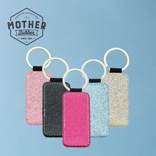 Load image into Gallery viewer, Leather Rectangle Sparkle sublimation Keychain - 5 Piece