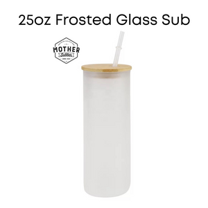 25oz Frosted Glass Sublimation Tumbler With Bamboo Lid