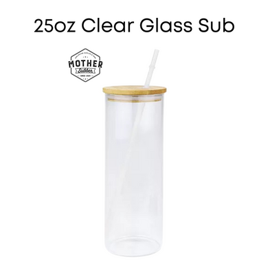 25oz Clear Glass Sublimation Tumbler With Bamboo Lid