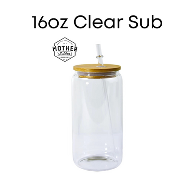 16oz Clear Glass Sublimation Tumbler with Bamboo Lid