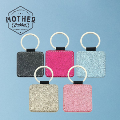Square Sparkle Leather Sublimation Keychain - Mother Tumbler